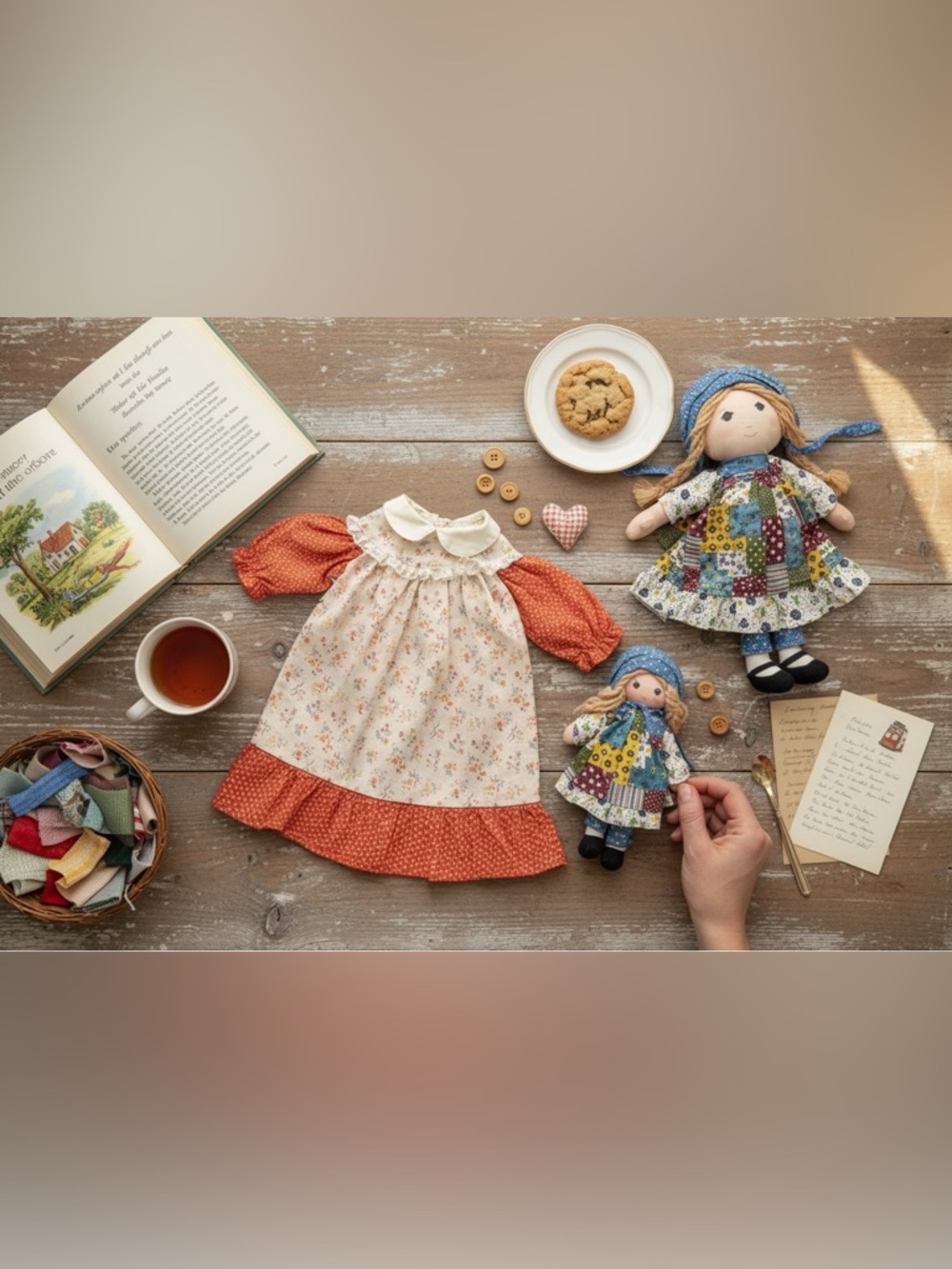 Lot of 2 Vintage Holly Hobbie Dolls 2 Dresses Small‎ & Medium Classic Americana